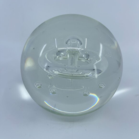 vintage clear glass orb paperweight with splash bubble design - Picture 1 of 6